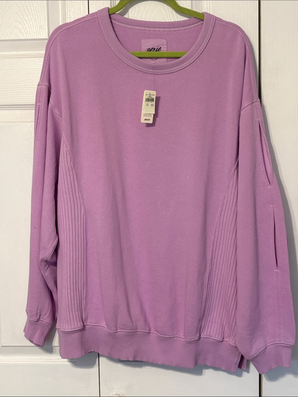 aerie Lilac Crewneck Sweatshirt with fun detailing!  NWT Small